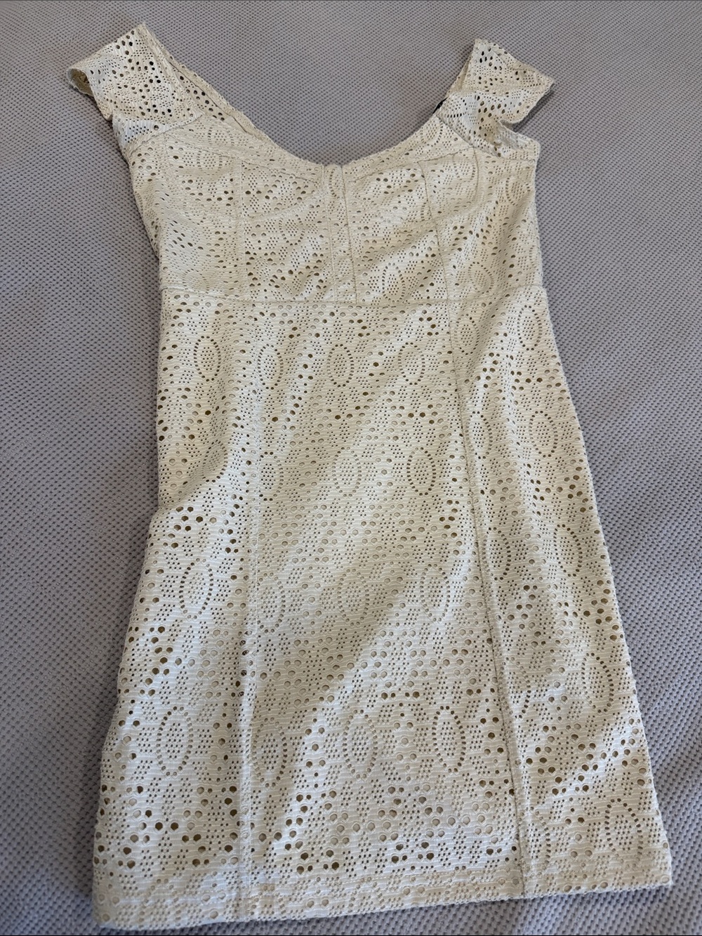 Forever 21 Cream Lace Eyelet Mini Dress